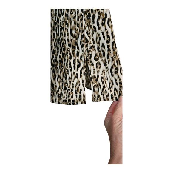 NY Collection Womens P/L Top Shirt Blouse Black Brown Leopard Roll Tab Button - Picture 4 of 6